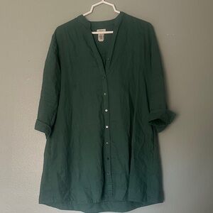 Green Linen Button-Up Tunic